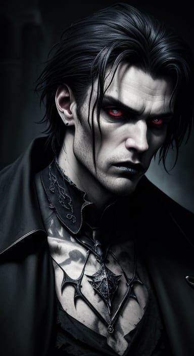 Gothic Vampire Portrait in Moody Chiaroscuro