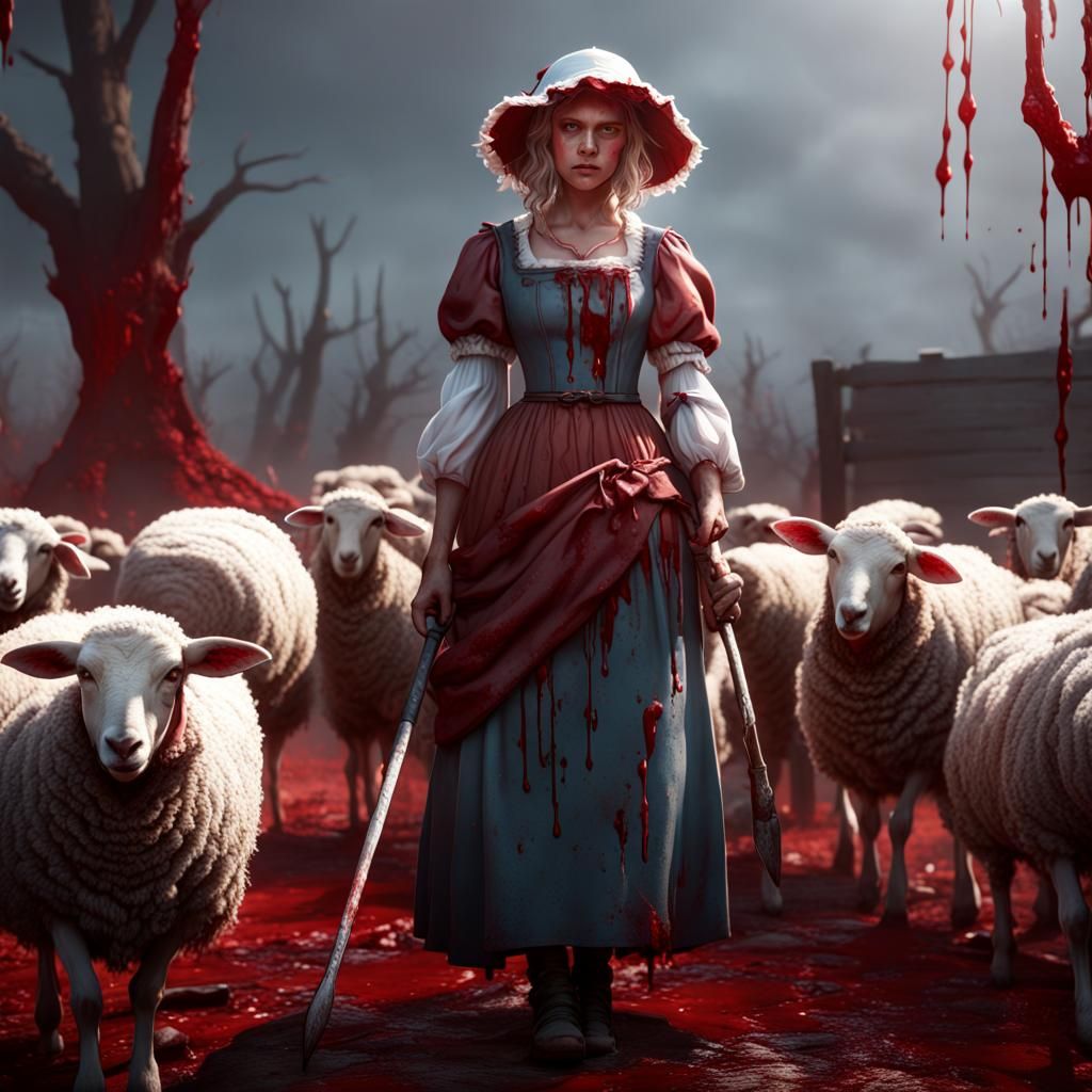 Dark Fairytale: Little Bo Peep with Dead Sheep