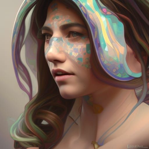 Detailed Female Portrait in Oil Painting Style