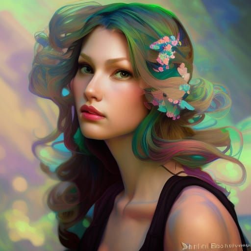 Striking Female Portrait in Oil Painting Style