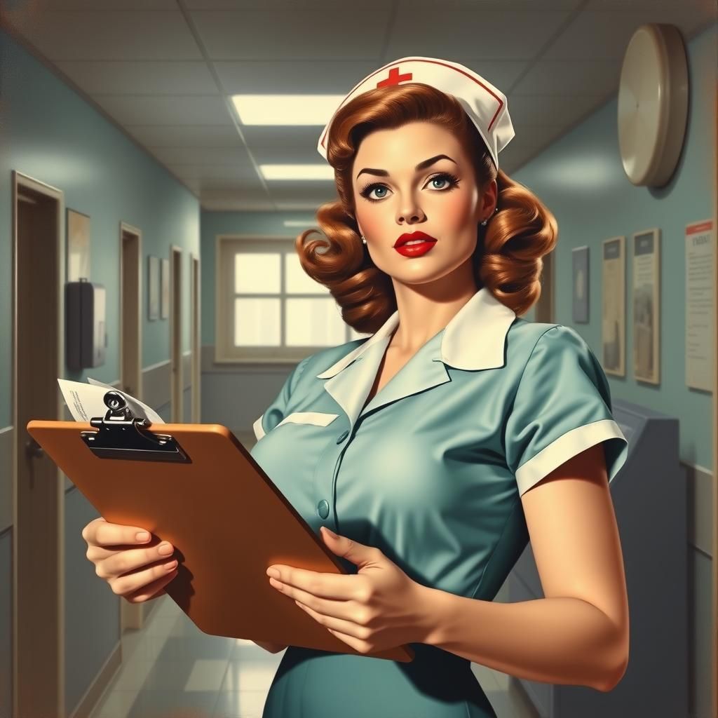 Retro Pinup Nurse in Vargas Style