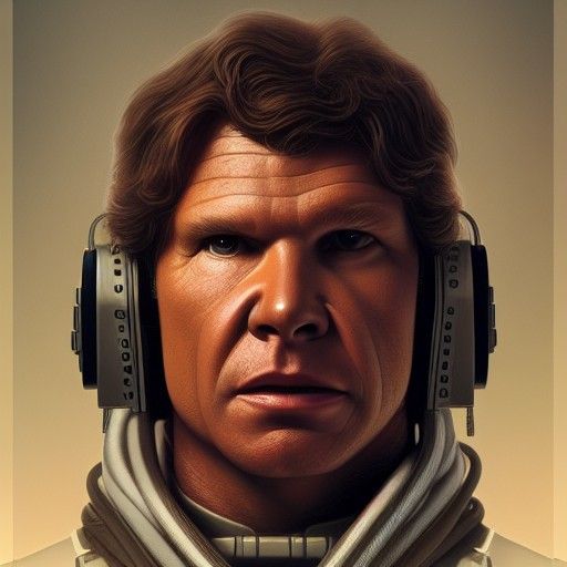 Detailed Portrait of Han Solo in Digital Illustration Style