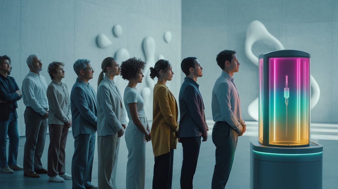 Modern Waiting Room with Glowing Injection Device