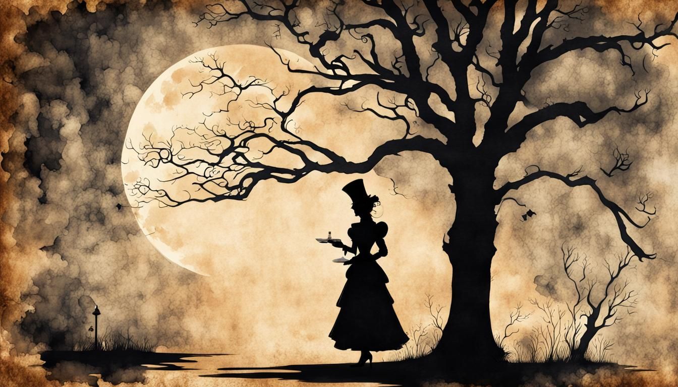 Victorian Lady in Steampunk Ink Painting