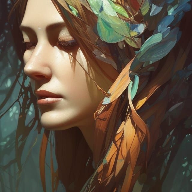 Forest Mother Portrait in Hyperdetailed Style