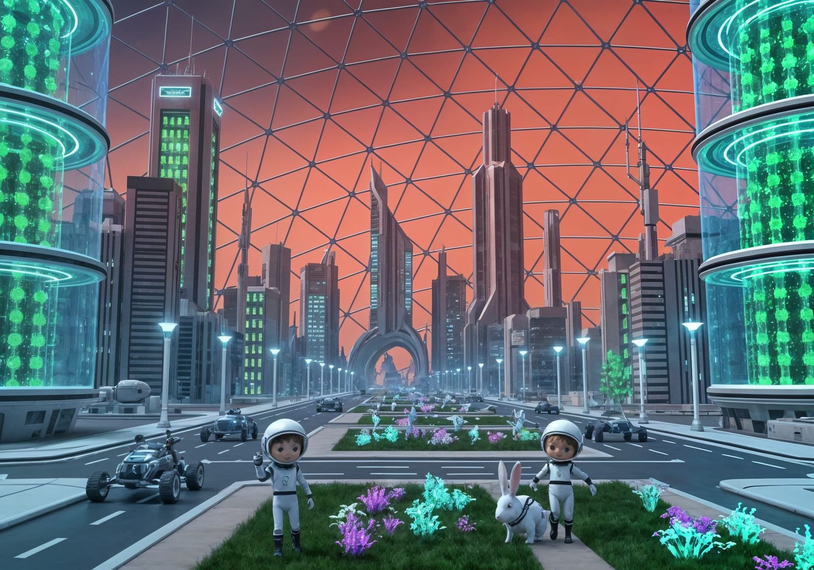 Martian City Life Within a Futuristic Geodesic Dome