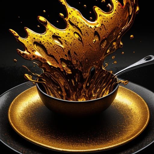 Surrealistic Liquid Iron Masterpiece in Warm, Vibrant Hues