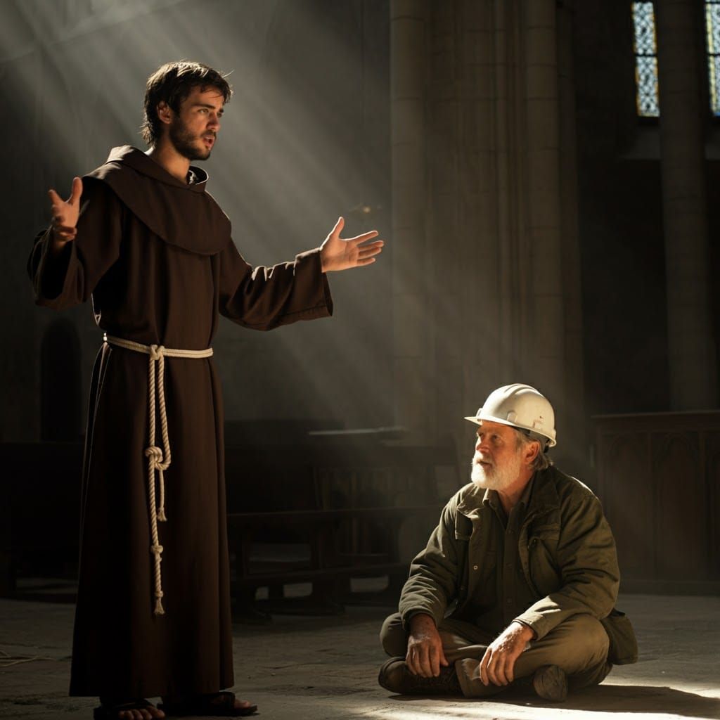 St Francis Preaching in Chiaroscuro Style