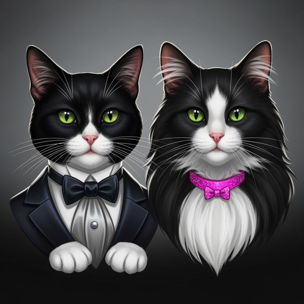 Tuxedo Cat and Girlfriend in Dapper Outfits
