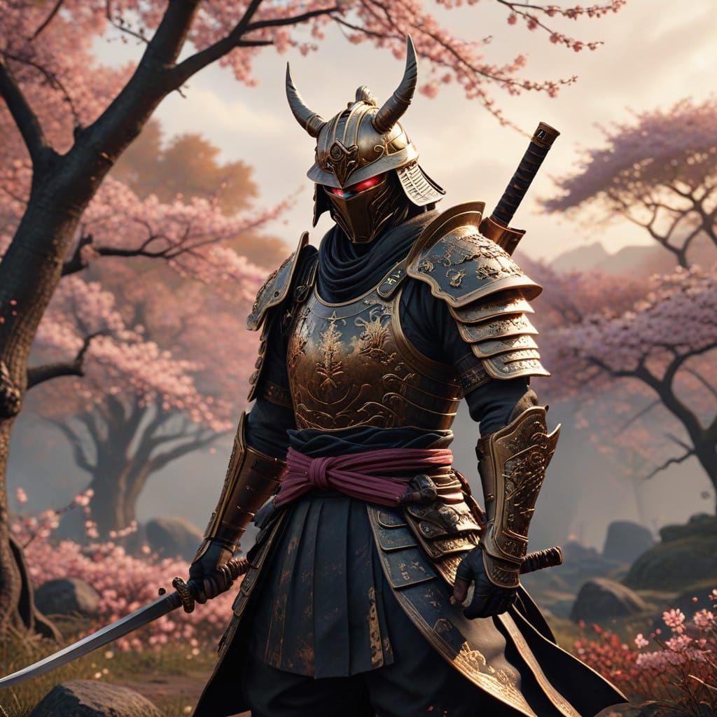 Samurai in Sunset Glory