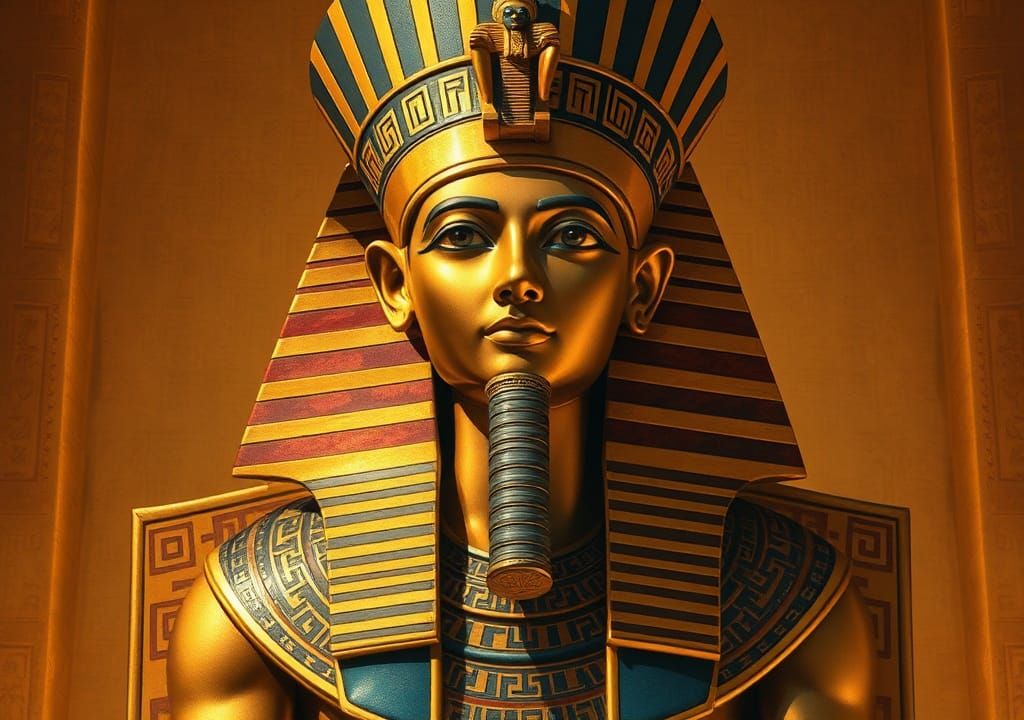 Pharaoh Snefru Portrait in Opulent Style
