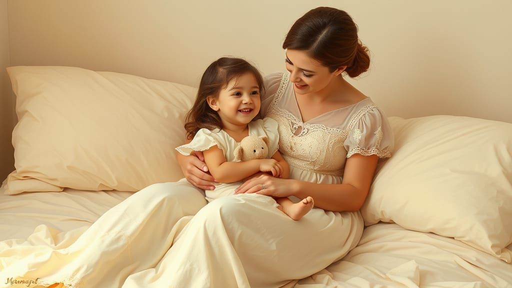 Motherly Love Captured in Warm, Impressionist Style