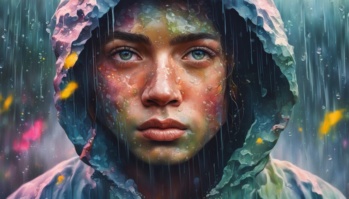Surreal Portrait Blends with Spring Storm Landscape