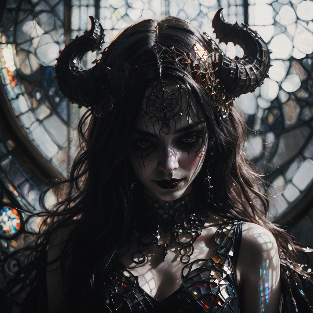 Gothic Girl Portrait Inspired by Burton and Klimt