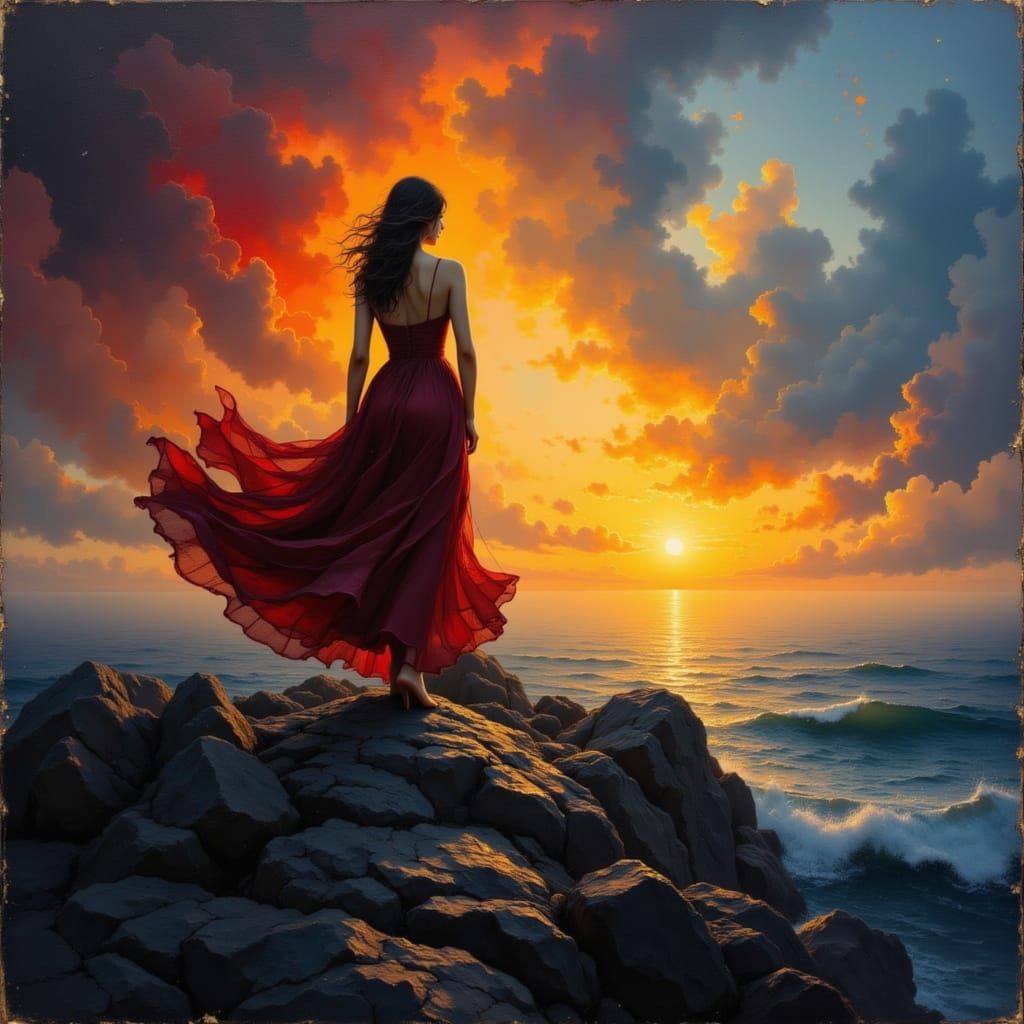 Cliff Sentinel with Light Sword in Baroque Realism