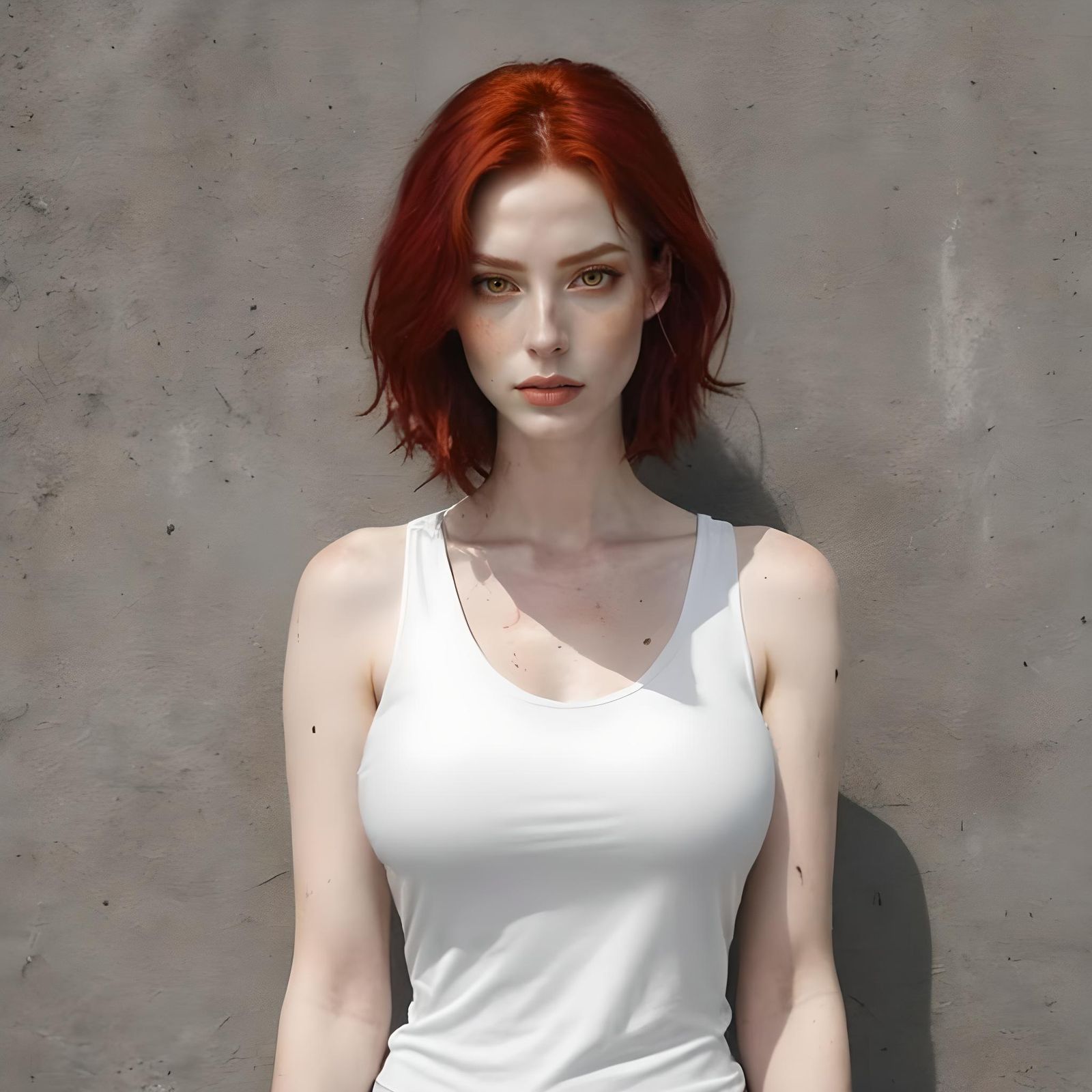 Fiery Young Woman Portrait with Crimson Hair