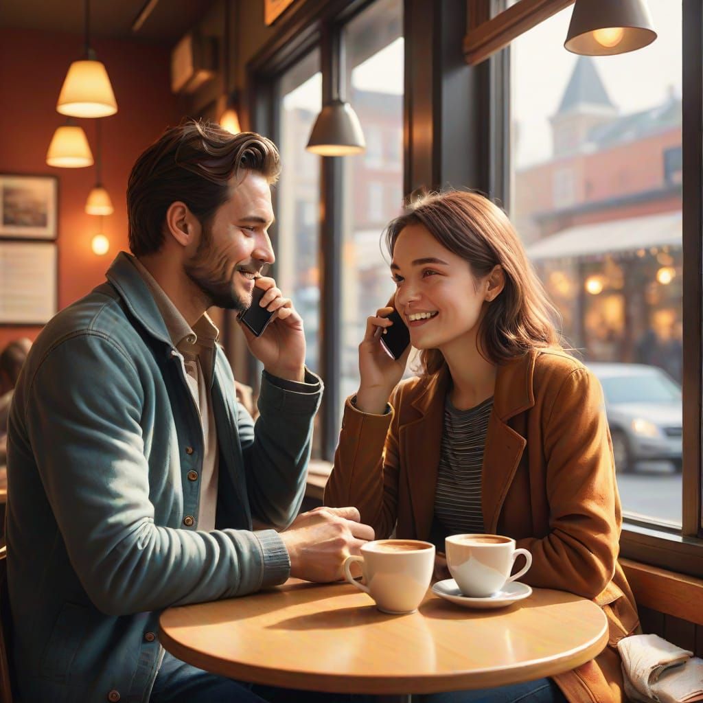 Cozy Morning Conversation in a Coffee Shop