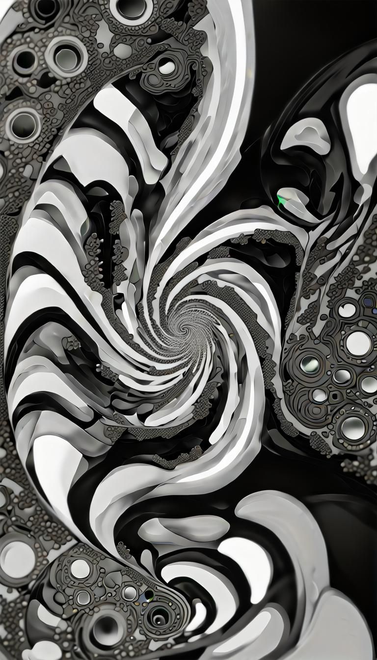 Detailed Black and White Fractal Design Suggesting Color