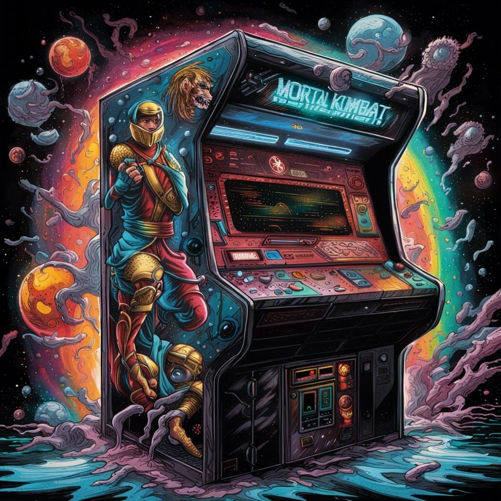 Mortal Kombat Arcade Machine in Space Art