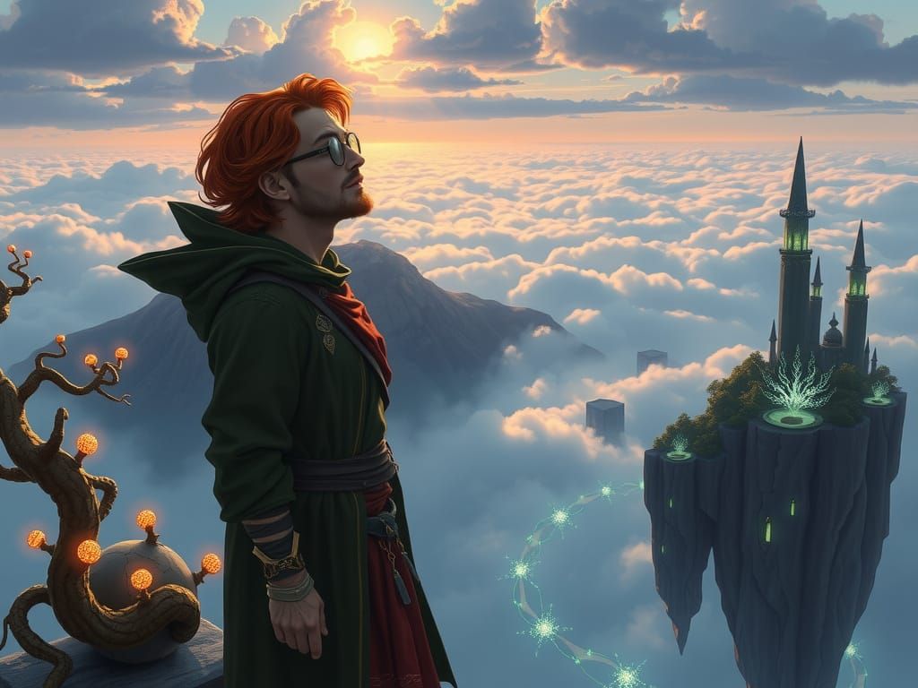 Ethereal Fantasy Landscape: Zephyria's Majestic Sky-Islands