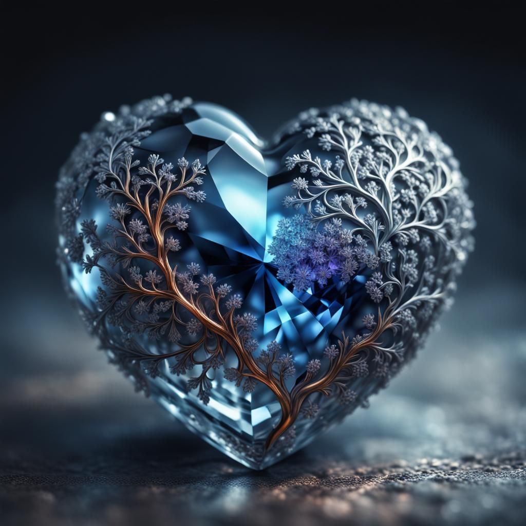 Hyperrealistic Crystal Heart in High Definition