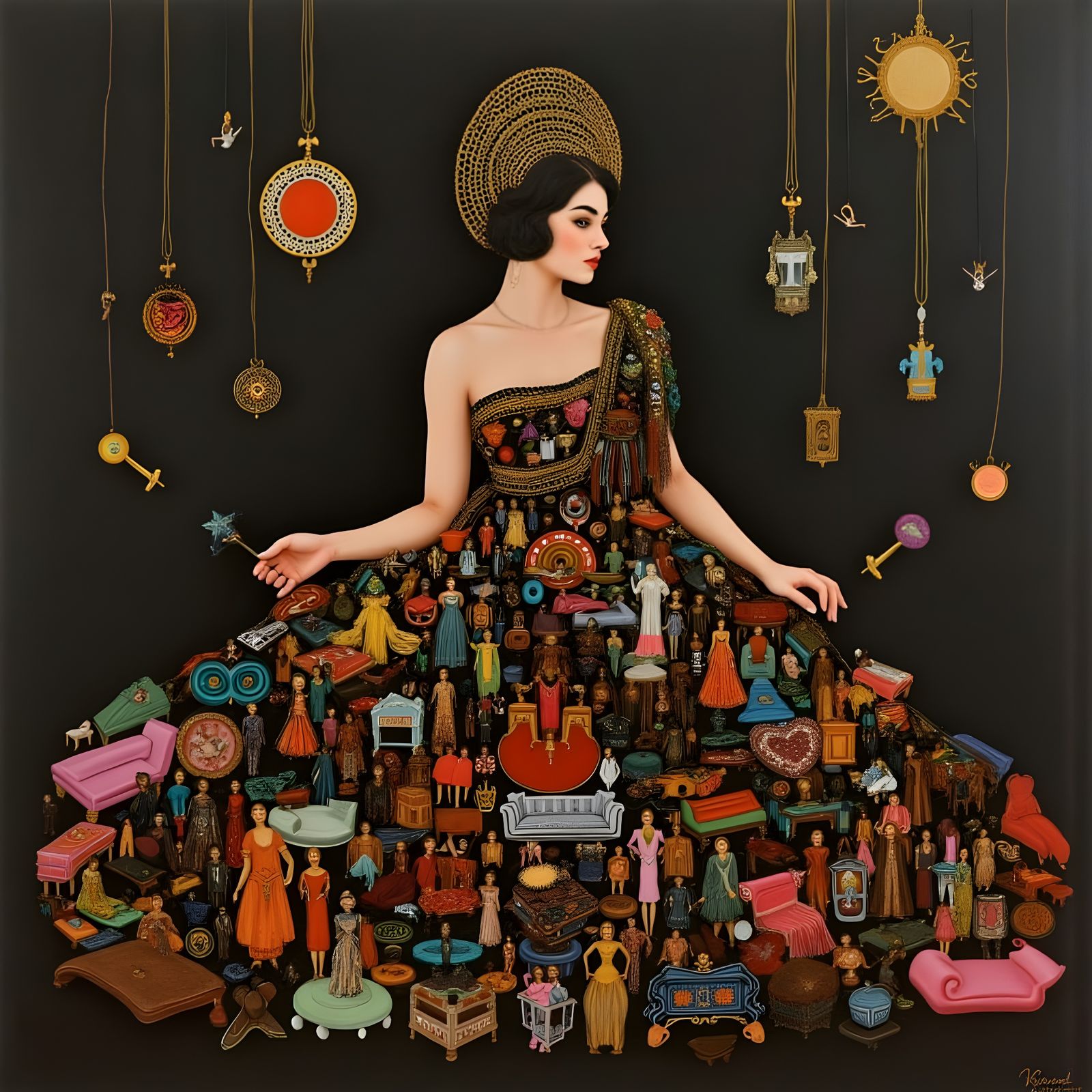 Enchantress of Whimsical Wonders in a Varo-Inspired Dreamsca...