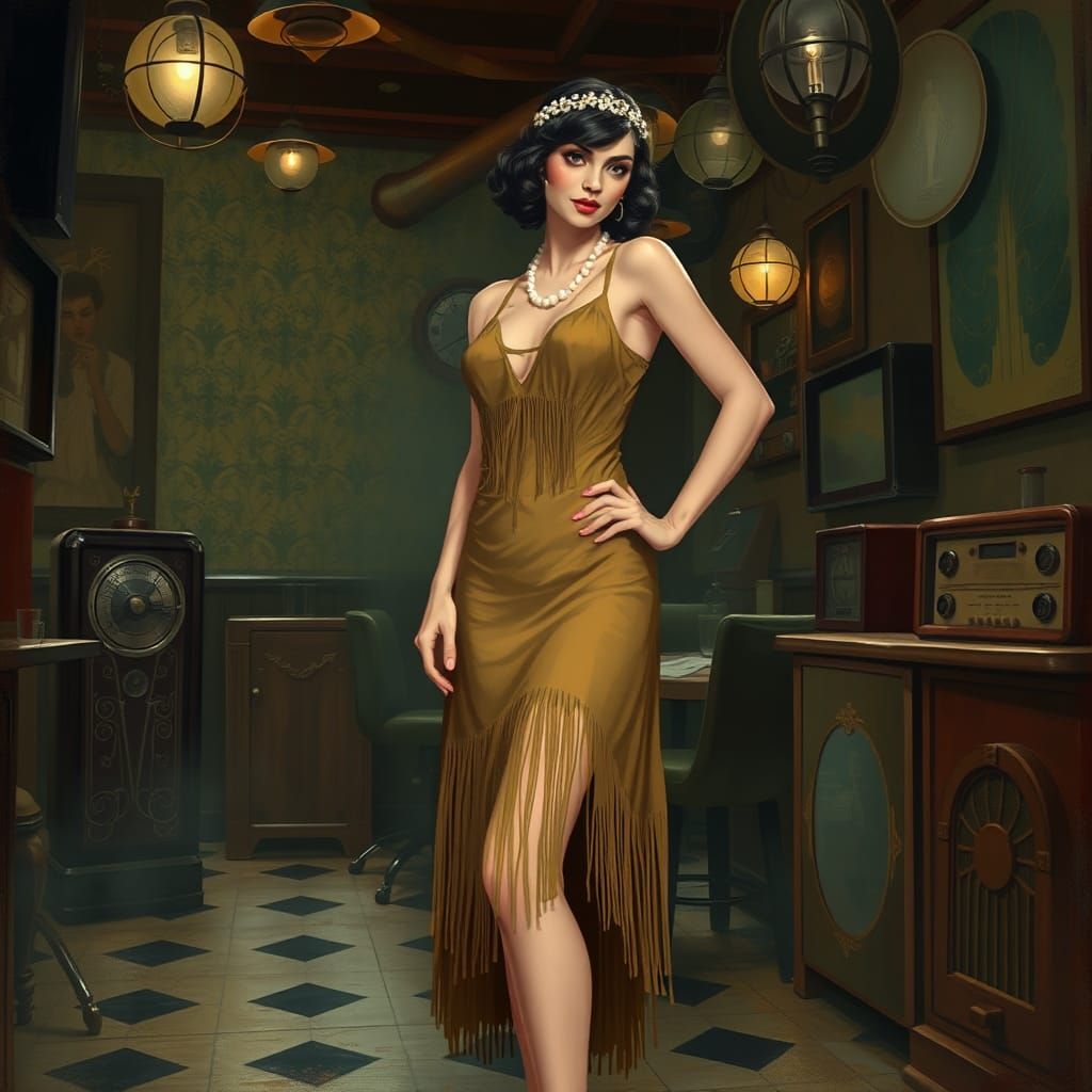 1920s Flapper in Art Deco Speakeasy