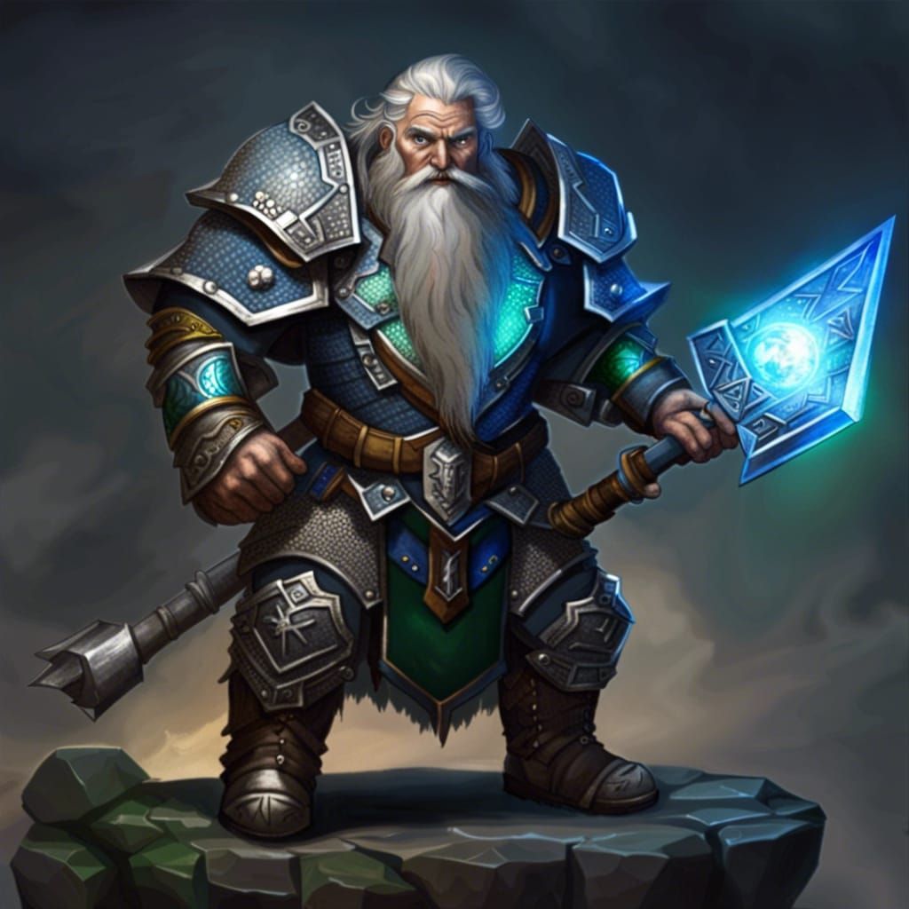 Armored Dwarven Warrior with Hammer Concept Art