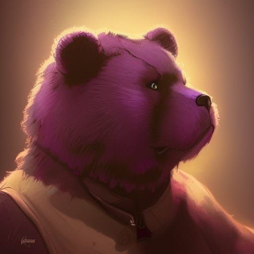 Hyperdetailed Purple Teddy Bear Portrait