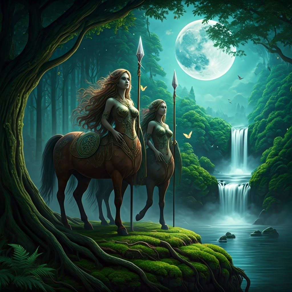 Enchanting Female Centaurs in Emerald Forest