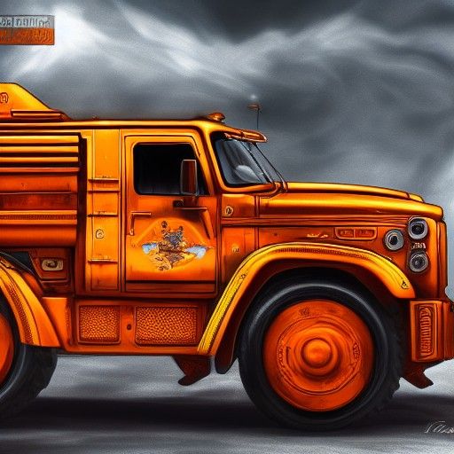 Orange and White Military Vehicle in Fantasy Style
