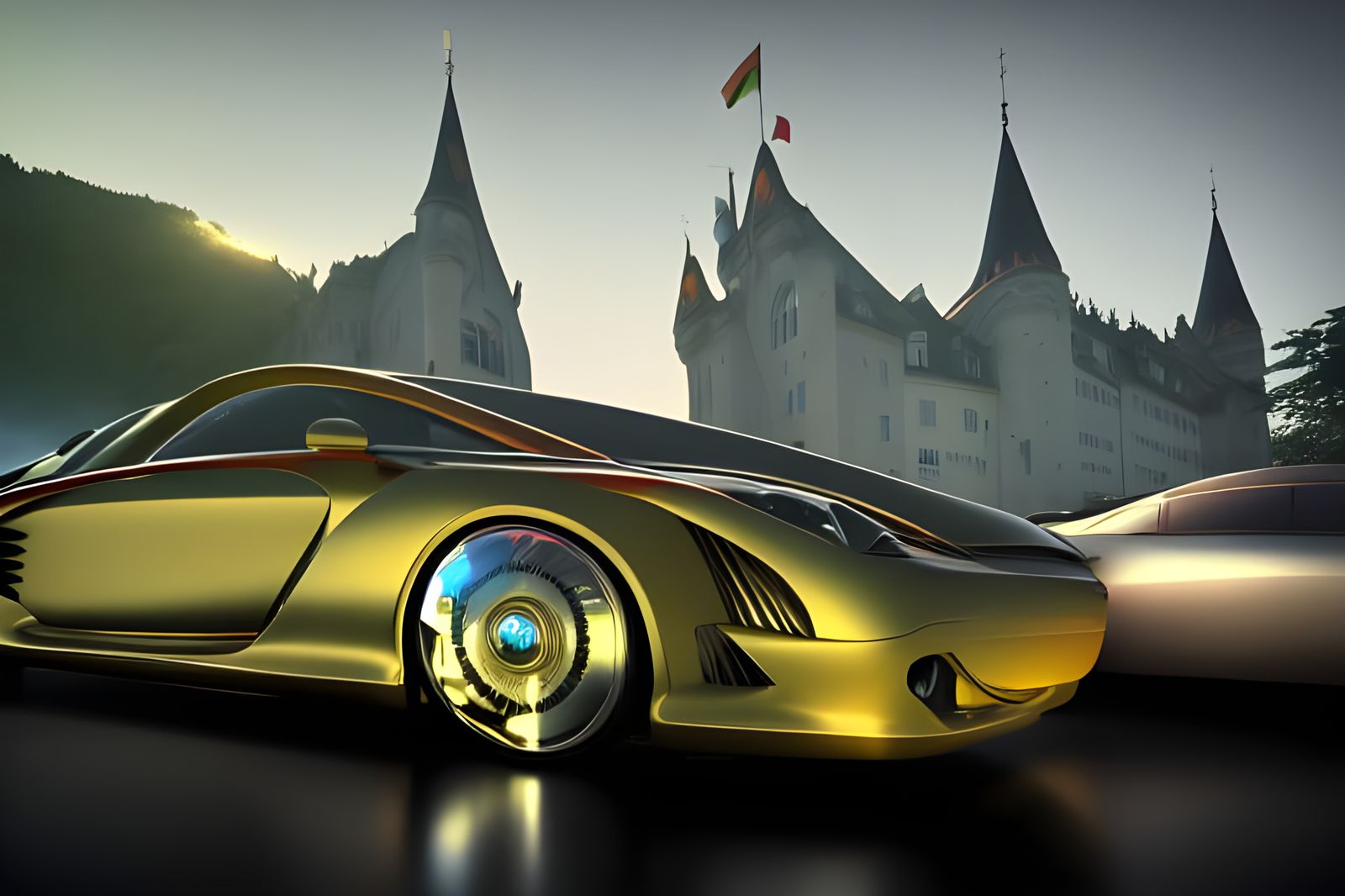 Surreal Car with Long Exposure and Magical Particles