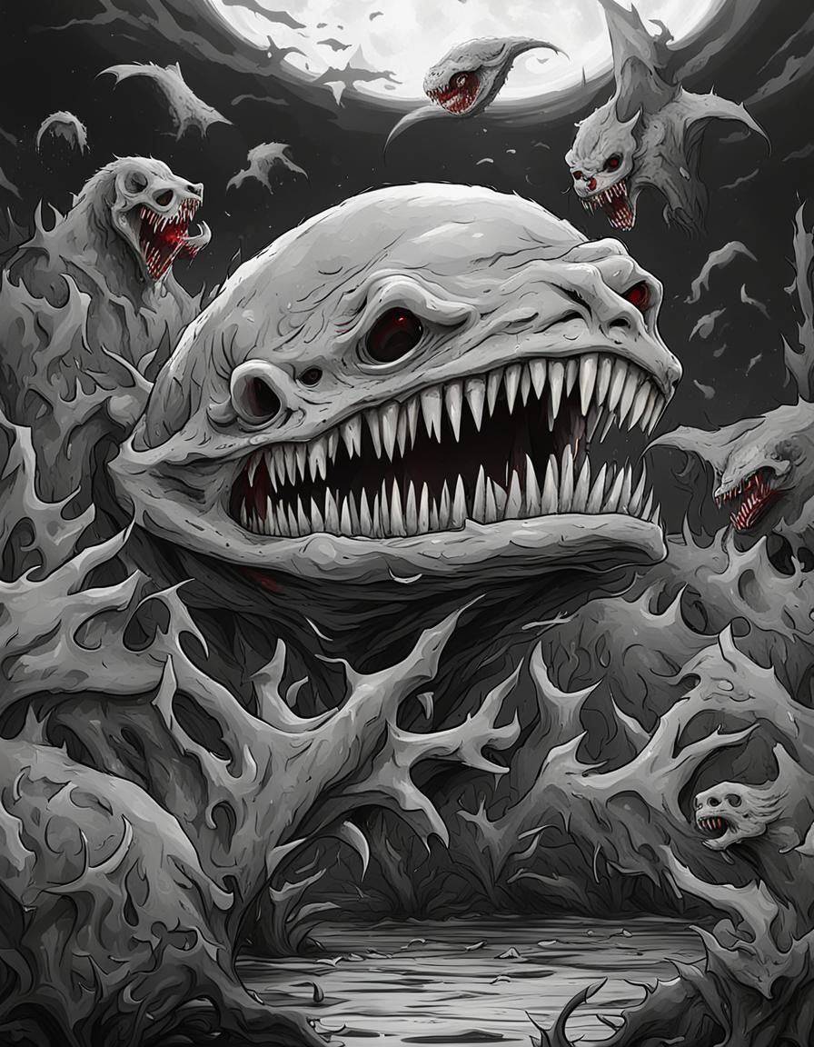 Red Blood Dripping from Fangs