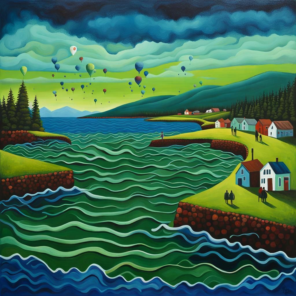 Surreal Naive-Art Painting with Unusual Color Scheme
