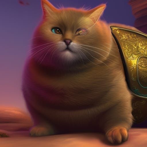 Extremely Fat Cat in Detailed Matte Painting