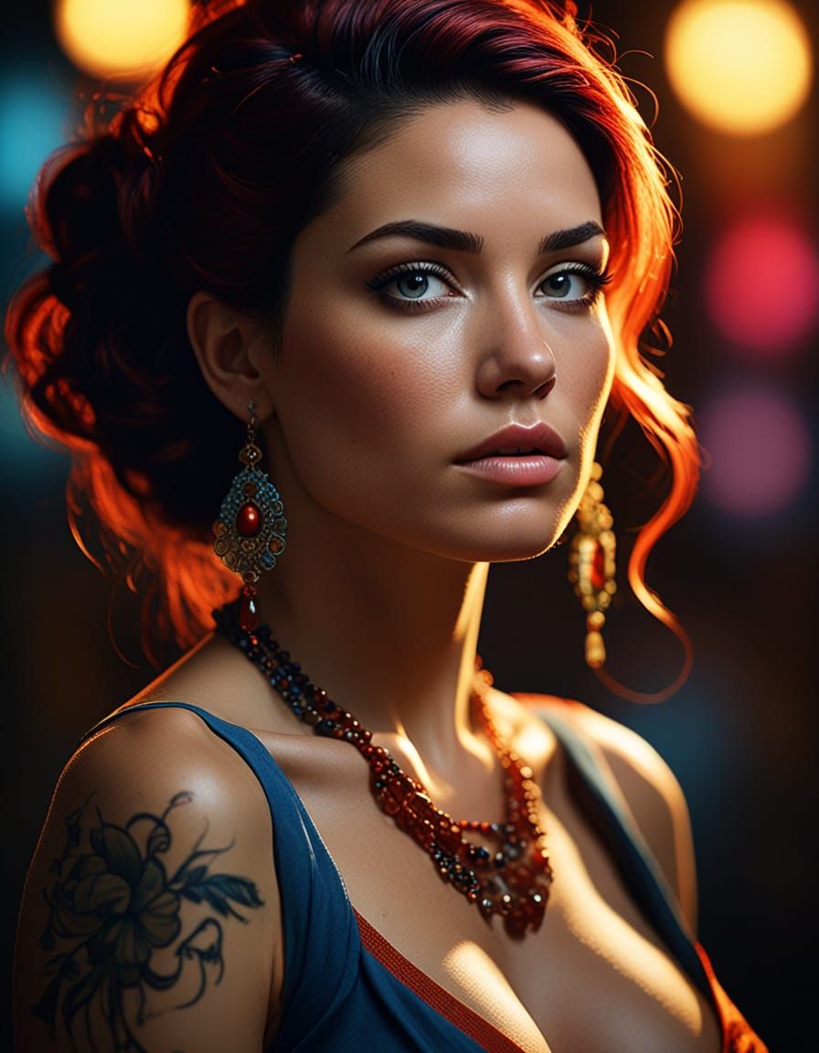 Dramatic Chiaroscuro Portrait of a Courtesan