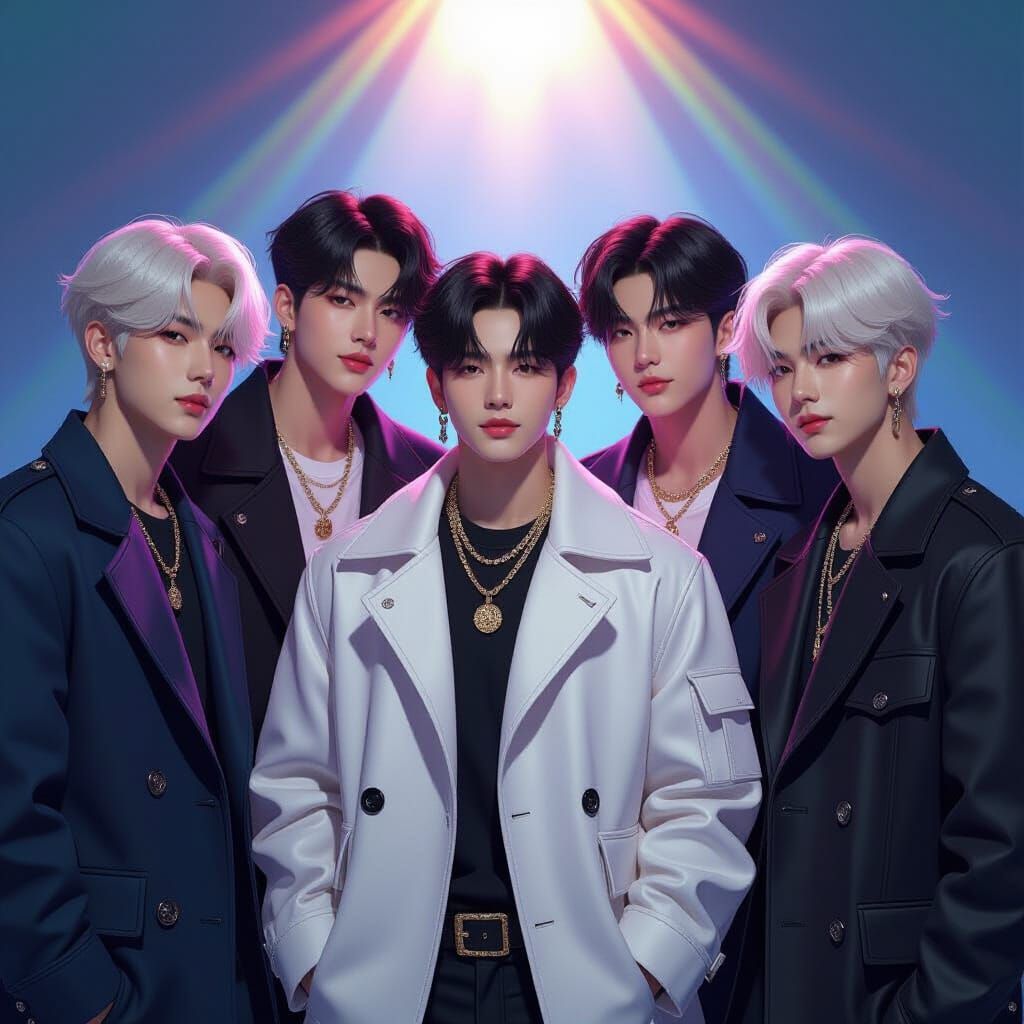 Stray Kids Portrait in Fantasy Realism Style
