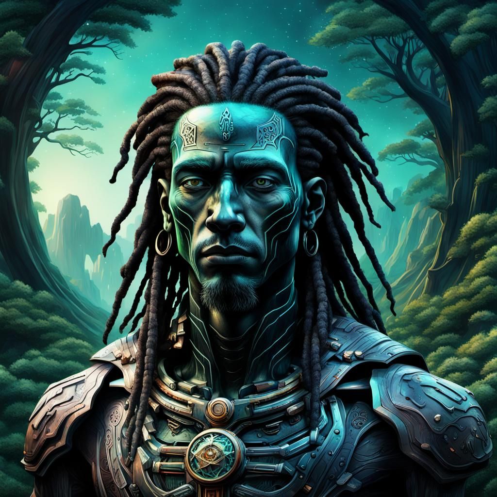 Mysterious Undead Royal in Futuristic Forest City