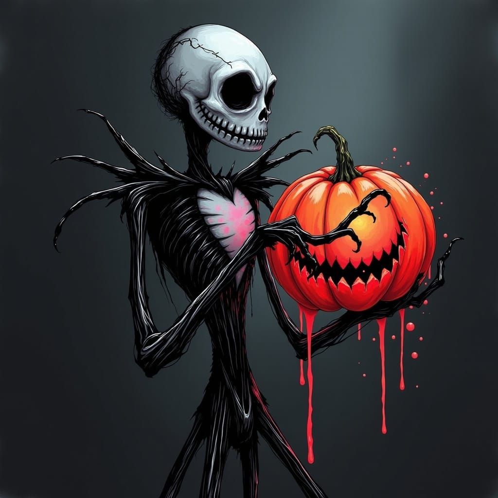Jack Skellington Presents a Jack o'Lantern in HDR