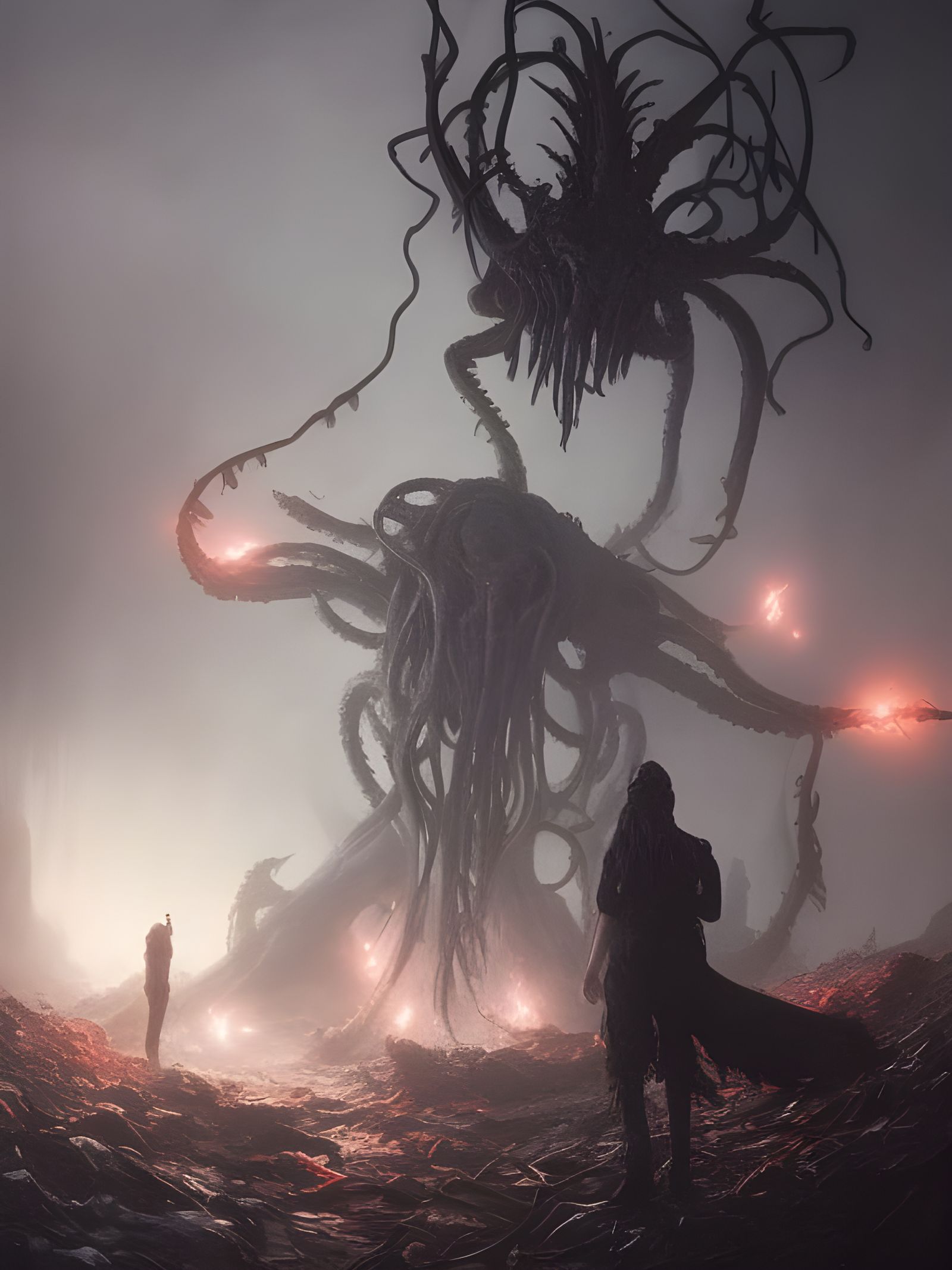 Cthulhu Destroys Heaven in Dark Post-Apocalyptic Art