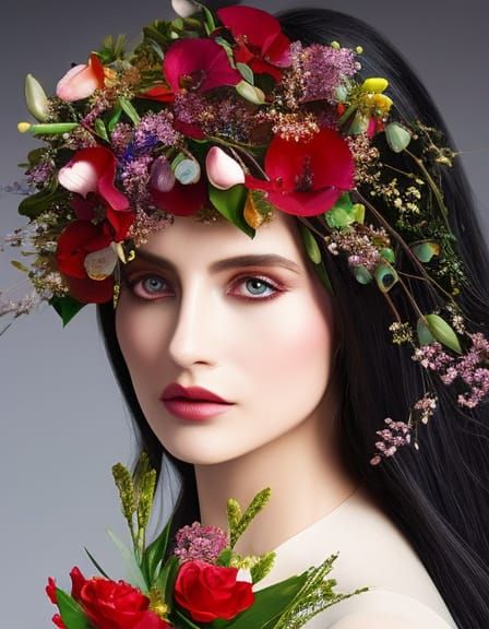 Luminous Lilies of the Valley with Butterfly, Art Nouveau St...