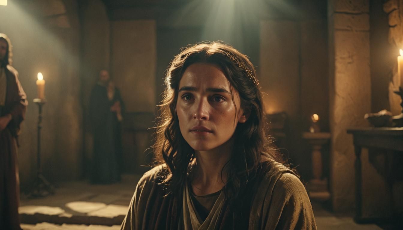 Miriam Encounters Jesus: Cinematic Film Still