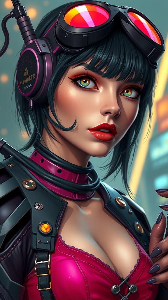 Cyberpunk Superheroine in 1930s Comic Art Style