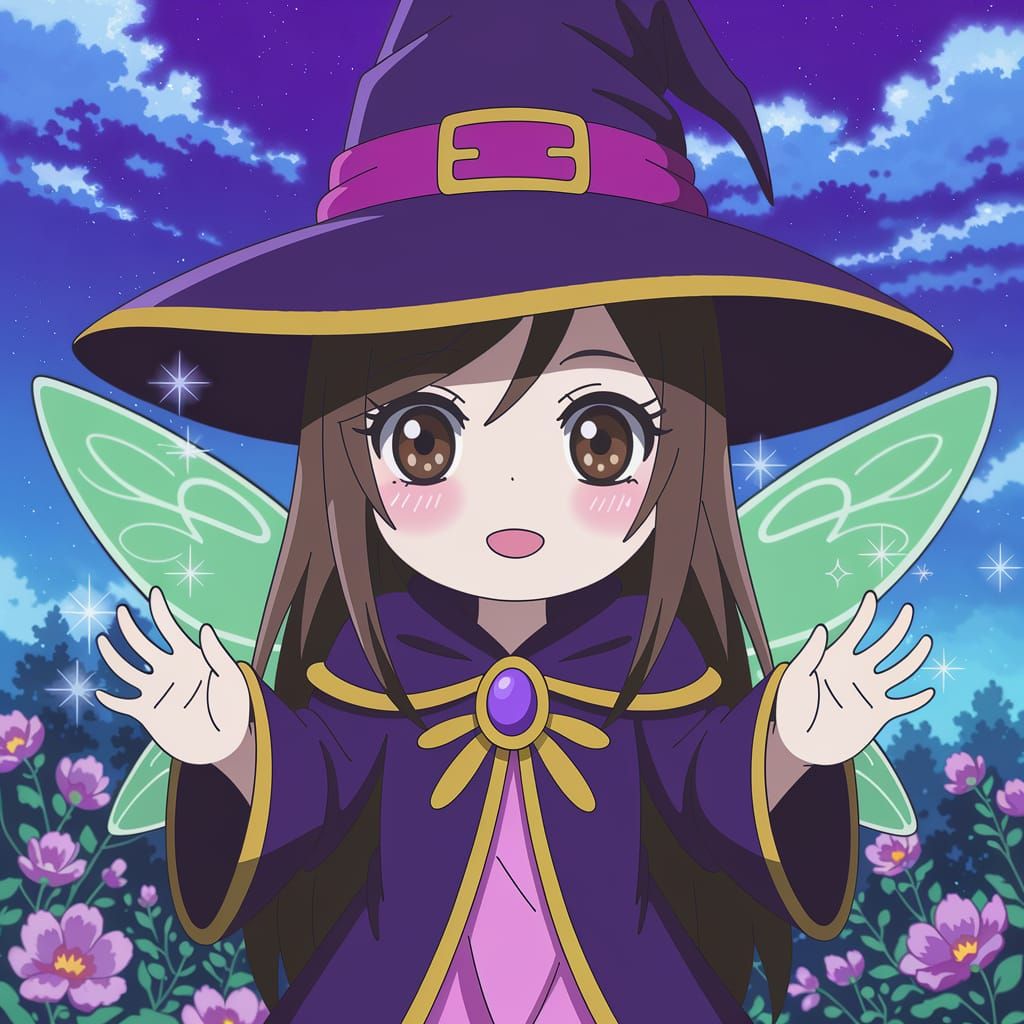 Cute Anime Fairy Witch Casting Magic