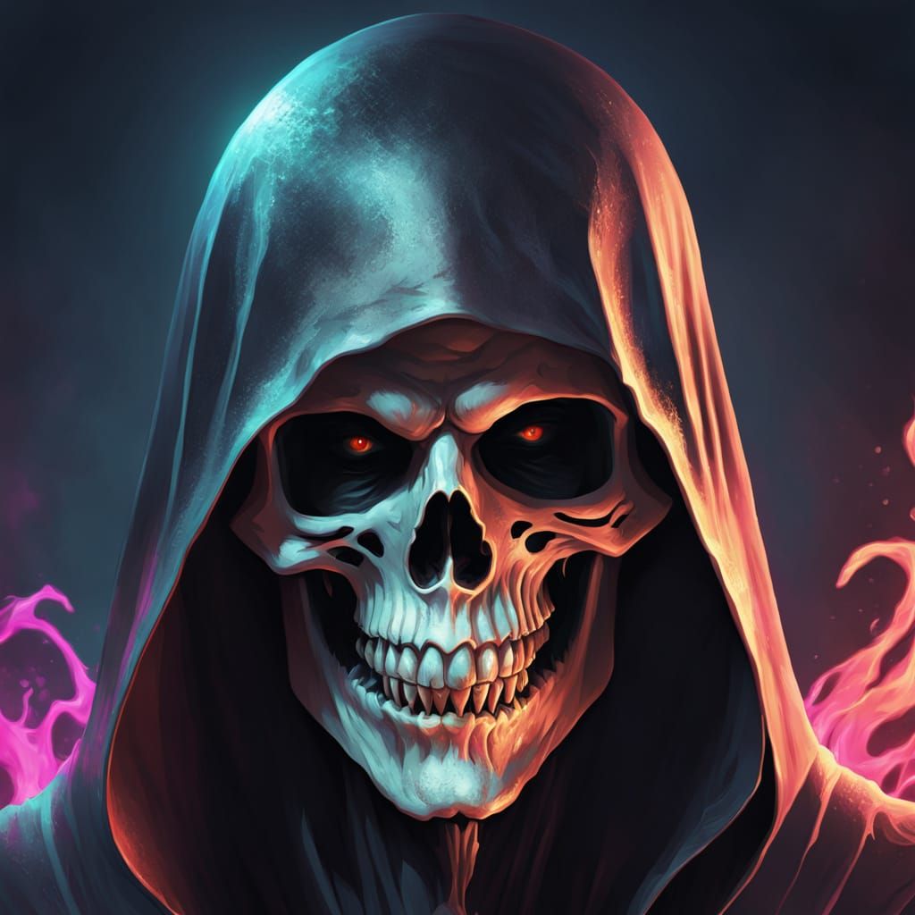 Grim Reaper Party: Hyperdetailed Artgerm-Style Portrait