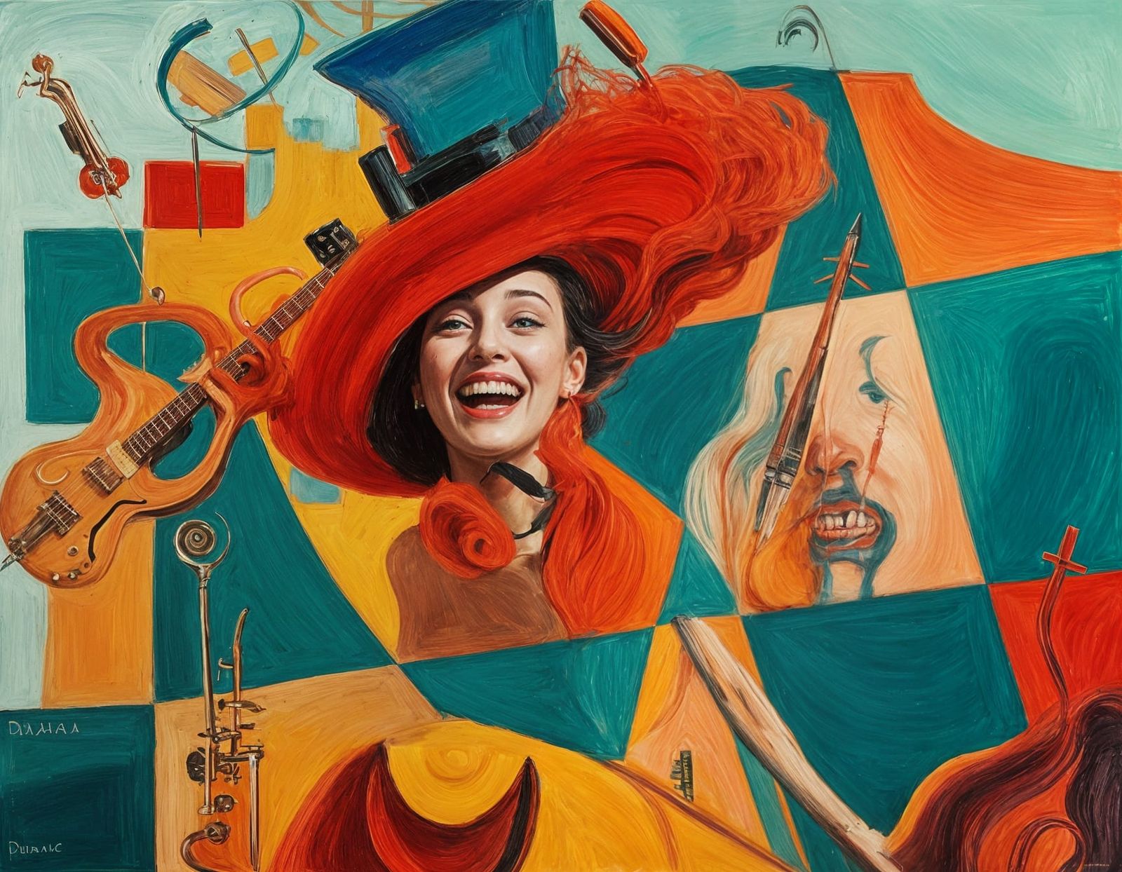 Avant-Garde Album Cover of Grinning Woman