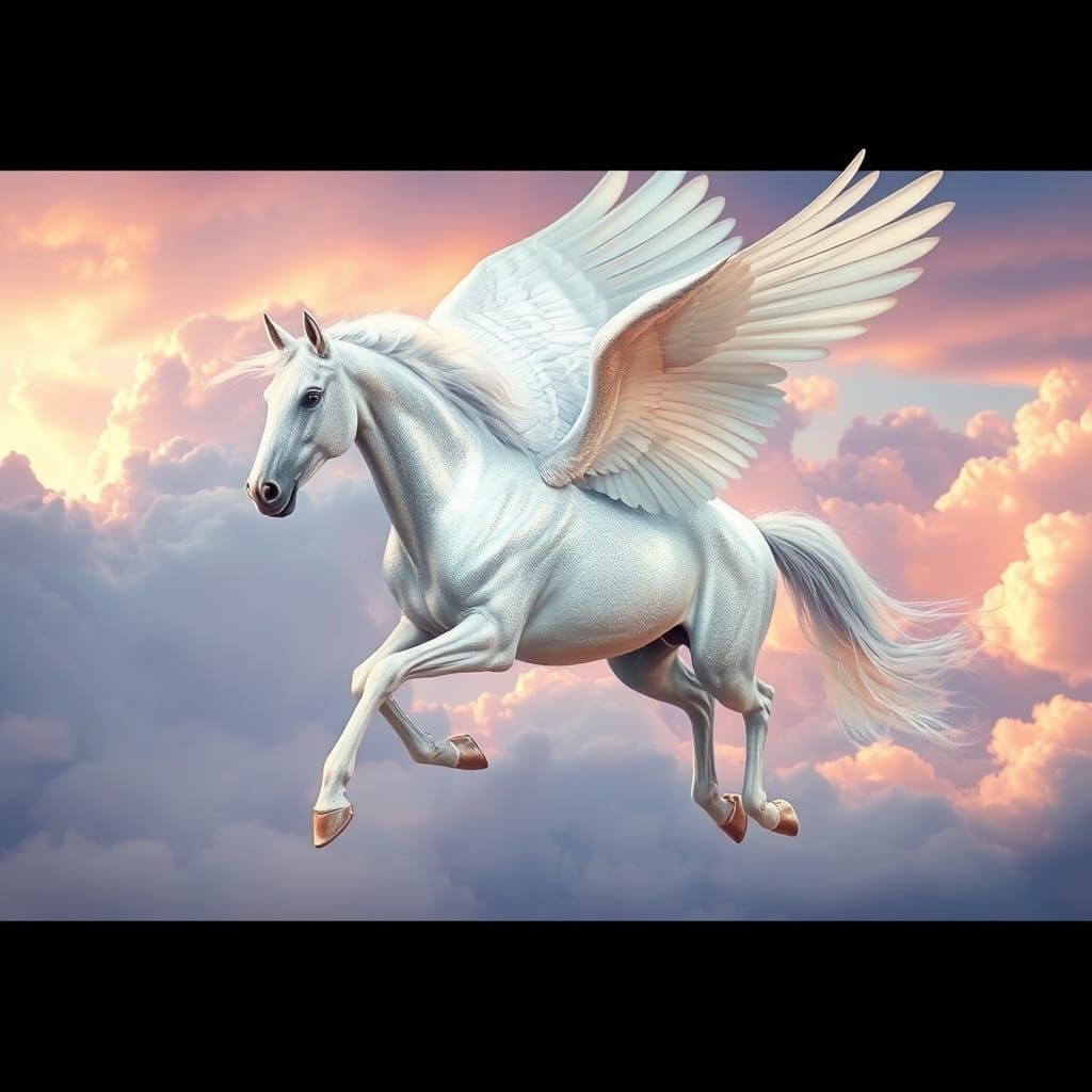 Majestic Pegasus Soars Through Dreamy Skies
