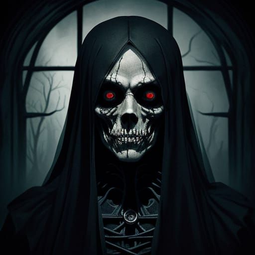 Creepy Face Peers From Dimly Lit Gothic Window