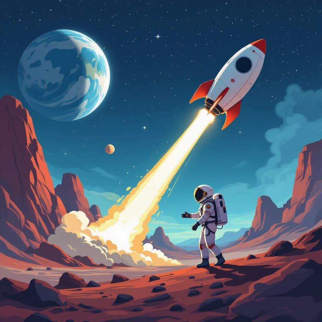 Astronaut Explores Mysterious Alien Planet