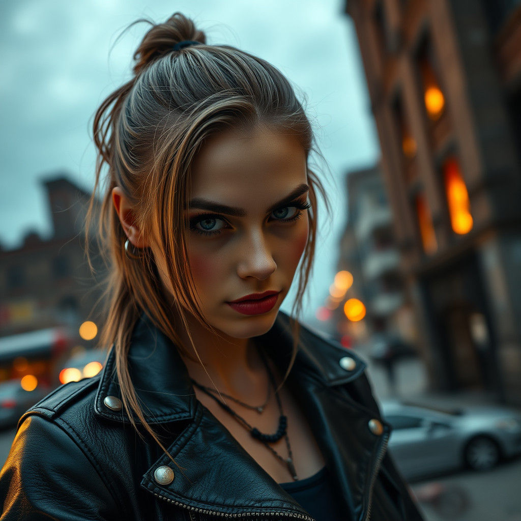 Fierce Beauty in a Bombed City, Photorealistic